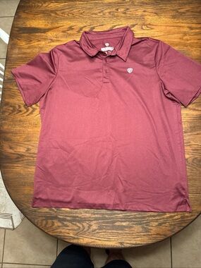 Men's Maroon Performance Polo with Subtle Chest Logo